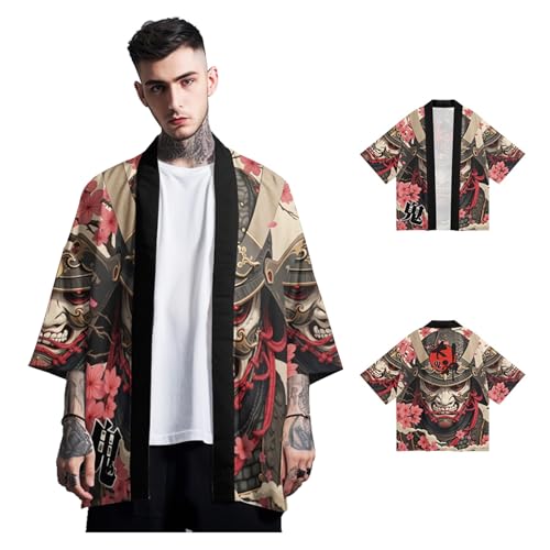 Cárdigan haori de hombre con tejido ligero y transpirable para verano