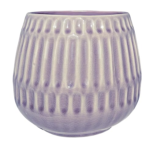 Nordring Ceramic Flower Pot Riff - colorful Planter, Pot for plants sukkulents Size L (16,5 cm ø) Dia 6,5'', Stoneware, mauve