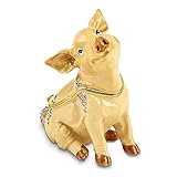 Jere Luxury Giftware Bejeweled Precious Pig, Pewter With Enamel Collectible Trinket Box with...