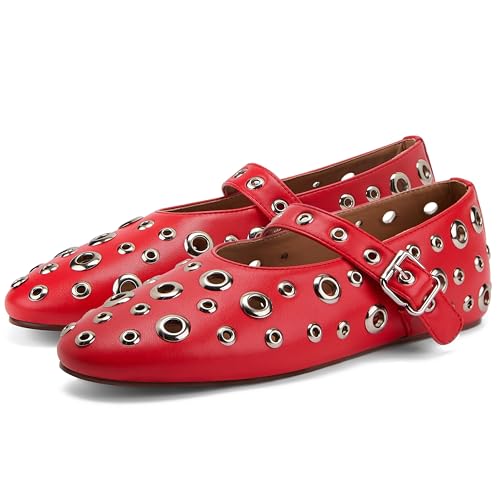 Mesh Ballet Flats for Women Buckle Strap Ballerina Flats Comfy Casual Daily Dress Perforated Mary Jane Flats