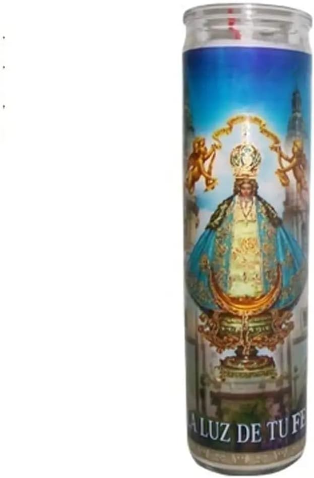 San Juan De Los Lagos White Candle Tall – 8-Inch Religious Prayer Candle in Glass Jar – Devotional Veladora for Home Altars, Churches, and Spiritual Ceremonies (Pack of 12)