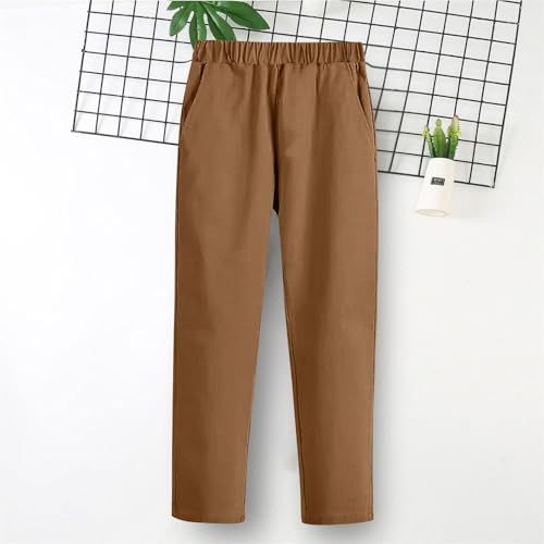 Boy School Uniform Pants Formal Casual Pants Elastic Waist Pant Straight Leg Chino Pant Pull on Trouser with Pockets2