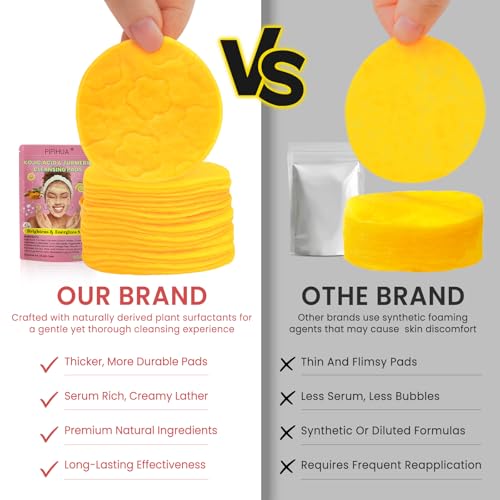 PIPIHUA Turmeric Kojic Acid Cleansing Pads: Turmeric Cleansing Pad for Dark Spots - Kojic Acid Exfoliating Face Scrub Pads for Face and Body (80PCS) - Thumbnail 3