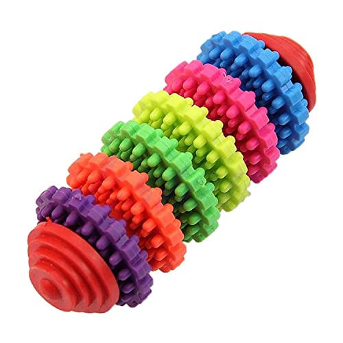 emily pets Pet Healthy Molar Teeth Gums Chew Gear Toy Chew Training Tool Colorful Rubber Pet Dog Puppy Dental Teething Toy,Natural Rubber Spiked Ball Dog Chew Toy, Puppy Teething Toy-6:Rings-11.5cm