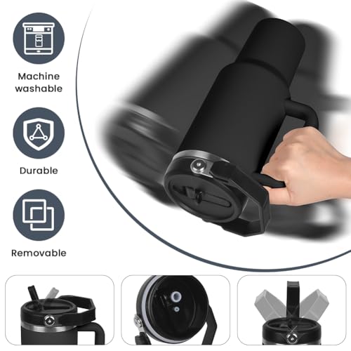 Miniatura 3 de Ayesy Tapa Para Stanley Cup 2 Piezas Tapas Stanley Cup A Prueba De Fugas Reutilizable Con 2 Pajita De Plastico Y Pincel Cuentagotas Tapas De Repuesto De Vasos Para Accesorios Stanley Cup-Negro
