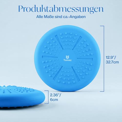 Image of Tumaz Wobble Cushion - Wiggle Seat to Improve Sitting Posture & Stay Focused for Sensory Kids, Balance Disc to Core Strength & Flexible Seating [Extra Thick Balance Board, Pump Included Wobble Board]