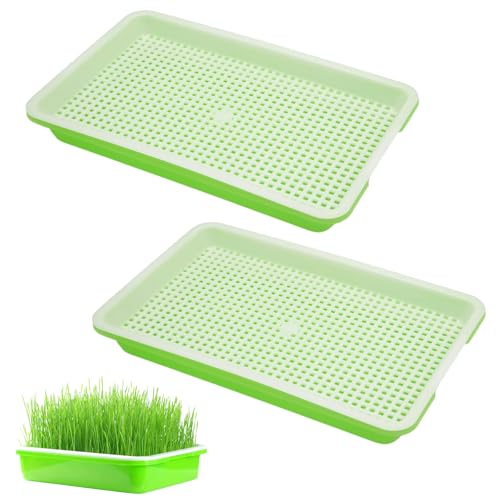 SureFly 2 Pièces Germoir pour Graines à Germer, 22x14cm Plateau de Culture Hydroponique sans Terre, Bac à Semis pour Micro Pousses, Herbe à Chat, Haricots Mungo et Luzerne, Vert et Blanc – vue 7