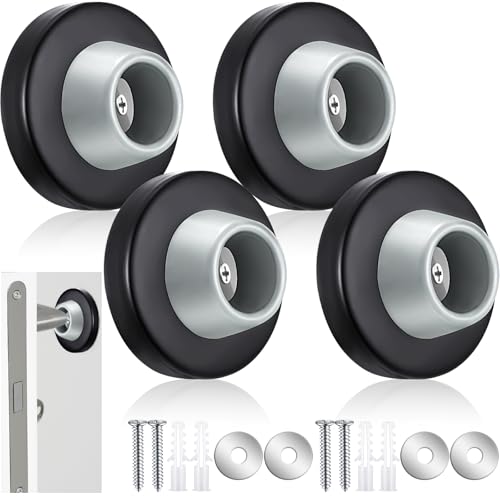 Blulu Wall Door Stopper, Door Stoppers for Wall Bumper, Black, 4 Pcs