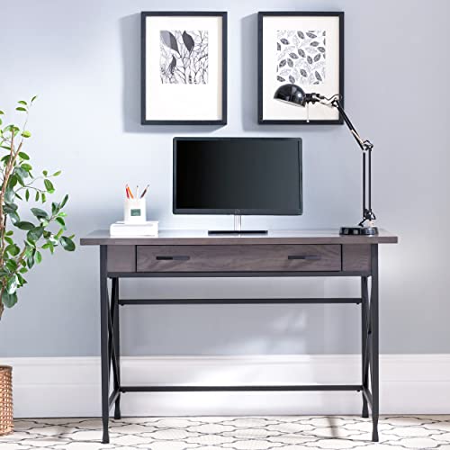 Image of Leick Home Chisel & Forge Desk, 46 inch, Smoke Gray, Matte Black