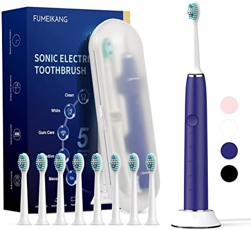 FUMEIKANG Electric Toothbrushes with 8 Heads for Adults and Kids Ultra Sonic Power Rechargeable Toothbrush with Travel Case 2 Mintues Smart Timer Wireless Sonic Tooth Brushing