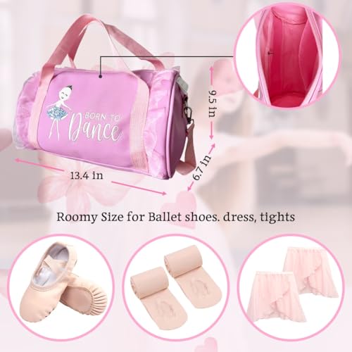 Cute Ballet Dance Bag with Double Layer Shoe Compartment Adjustable Strap for Girls Ballerina Kid Toddler Teen Dancer4