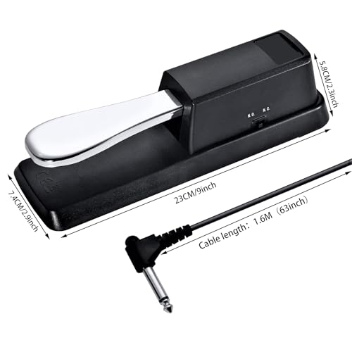 LokFy Sustain Pedal, Universal Keyboard Piano Pedal with Polarity Switch 1/4\'\' Input Plug, suitable for Digital Piano, Piano Keyboard, MIDI KeyboardSynthesizer, etc - Thumbnail 4