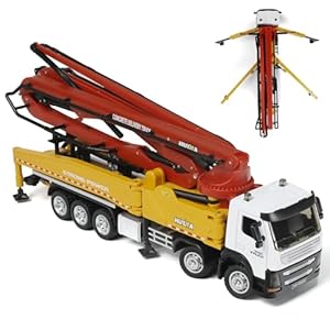 Concrete Pump Truck Toy, Cement Toy Truck Model with Extendable Working Cement Pump Arm, Bucket Construction Trucks Vehicle Toy Gifts for Boys Adult