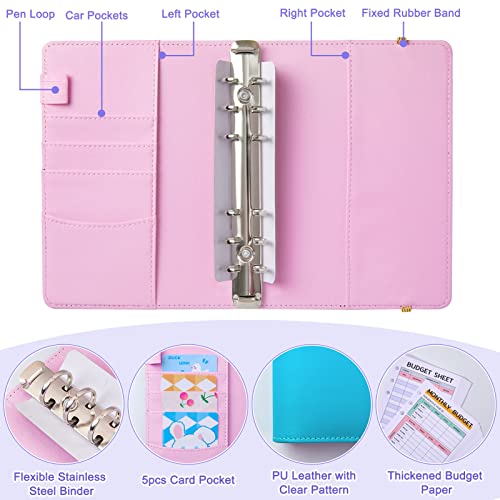 Bienbee Budget Binder, A6 Binder With Zipper Envelopes Money Organizer For Cash Budget Planner With Cash Envelopes For Saving For Girls Women, Blue-Violet Gradient #TOP4