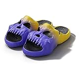 Wang Damai Skull Slides for Women Men Funny Skull Slippers Cloud Slippers Indoor Outdoor Shower Non-Slip Bathroom Thick Sole Sandals Purple yellow 44/45