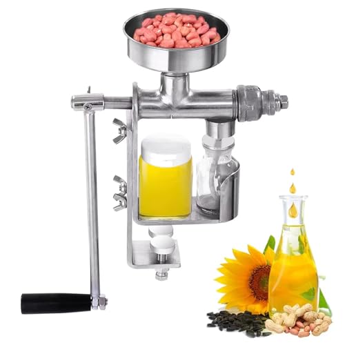 Manual Oil Press Machine, 304 Stainless Steel Household Oil Extractor, Oil Expeller for Peanut Nuts, Sesame Seeds, Rapeseed, Tea Seeds and Essential Oil Detachable Physical Cold Oil Press