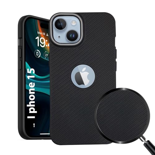 Image of LIRAMARK Rugged Carbon Fibre TPU Armor Silicone Back Cover Case for iPhone 15