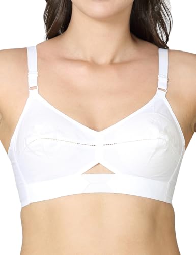 Image of VSTAR Queen U Black CLR Soft Cotton Bra for Women | Wirefree, Single Layered Seamed Cups | Adjustable Straps | Comfy Non Padded Bra 32 | Cool Grey