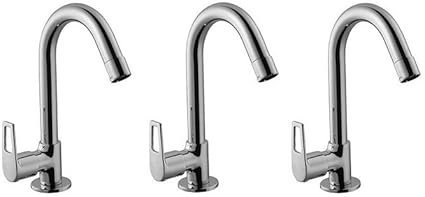 Senkiddpro Brass Opium Swan Neck Taps for Sink/wash basin 360 Degree Moving,Chrome(3pcs) Suitable for Bathroom/Washroom/Toilet/Home/Office/Sink/Basin etc. Aerator Foam Flow Faucet