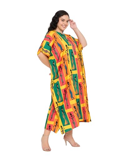Image of Gypsie Blu Women Plus Size Kaftan Dress Beach Cover Up Maxi Dresses for Women, V-Neck Kimono Sleeve 1X-3X