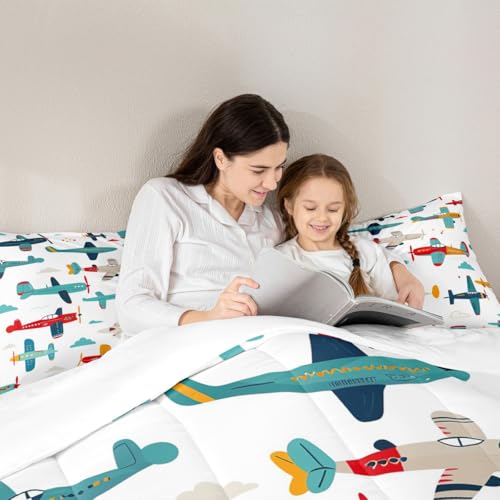 Image of Feelyou Aircraft Bedding Set Full Size for Boys Kids Children