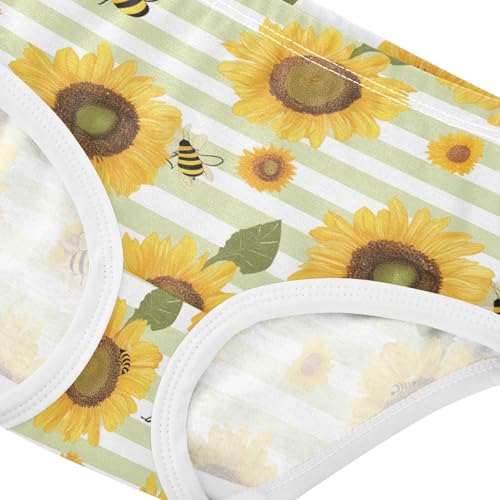 Wusikd Sunflower Bee Girls' Underwear Cotton Green Stripes Girls Briefs Soft Toddler Underwear 2T4