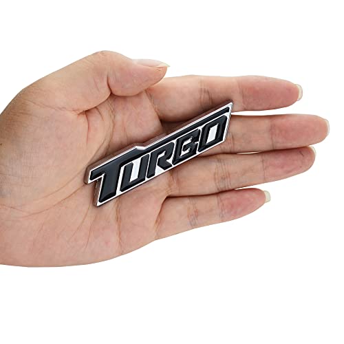 Image of 2 Pack Universal Metal Turbo Badge Emblem Car Auto Fender Trunk Tailgate Decal Sticker (Silver Black)