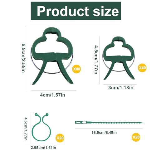 120 Stück Pflanzenclips Pflanzenhalter für Kletterpflanzen 80Pack 2 Größen Pflanzenclip, 20 Pflanze Twist Locks und 20 Pflanzenbinder Pflanze Twist Locks Pflanzen Clips für Blume Rebe Gemüse Tomaten