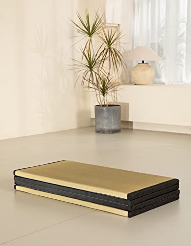 Mustmat Tatami Mat Twin Xl Japanese Tatami Floor Mattress Rush Grass Tatami Bed With Storage Bag 39 X80 X1.4 In (Black) #TOP5