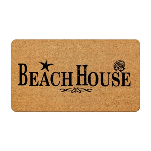 Likjad Beach House Door Mat Decor, Coastal Welcome Rug Outdoor Front Porch17x30 inch