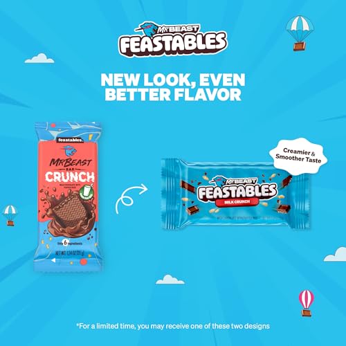 Feastables MrBeast Milk Chocolate Crunch Chocolate Bar, Full Size Candy Bar for Adults & Kids, Candy Bars for Snacks, Gifts, & Dessert, Sweet & Creamy Quality Fairtrade Cocoa, 1.24 Oz Each, 24 Count - Thumbnail 7