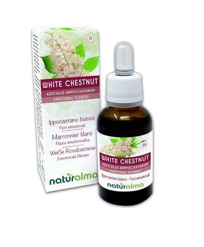 White chestnut oder Weiße Rosskastanie (Aesculus hippocastanum) Emotionale Blumen oder Bach-Blüten Naturalma - Tropfen 30 ml - Alkoholfreier Flüssigextrakt - Blütenessenzen - Vegan