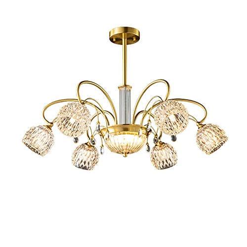 Chandelier en cuivre complet et cristal LED luxe pour salon élégant