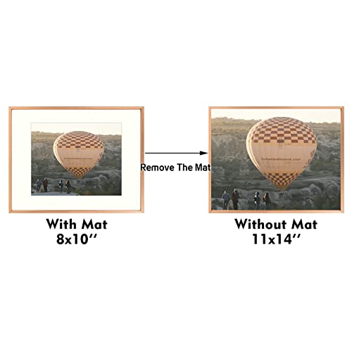 Space Art Deco, 11X14 Picture Frame Set Of 3, Display Pictures 8X10 With Mat Or 11X14 Without Mat, Wall Mounting Gallery Photo Frames, Rose Gold #TOP1