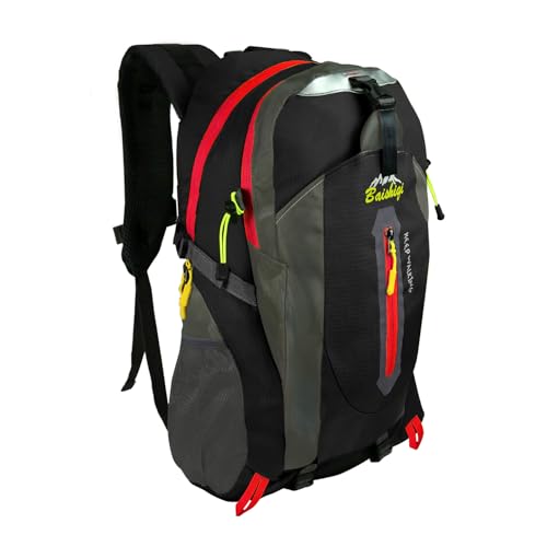 OcioDual Mochila Senderismo 30L, Mochila Trekking Multifuncional, Ligera, Impermeable, Plegable, Mochilas Montaña para Camping, Acampada, Escalada, Marcha Nórdica (Negro)
