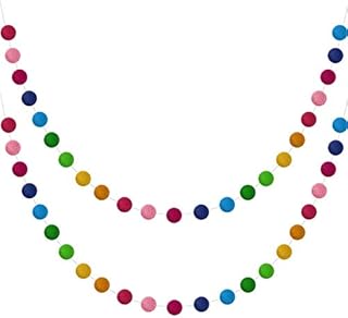 Wool Felt Ball Garland Colorful Pom Pom Garland Handmade 6.5 Feet Long 24 Balls Felt Ball Garlands for Wall Christmas Tree Decoration (2)