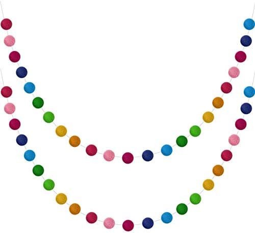 Wool Felt Ball Garland Colorful Pom Pom Garland Handmade 6.5 Feet Long 24 Balls Felt Ball Garlands for Wall Christmas Tree Decoration (2)