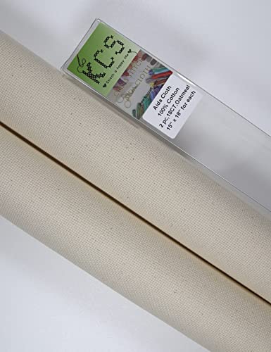 KCS 2 pc of 15" x 18" Counted Cross Stitch Cotton Aida Cloth Needlework Fabric (Oatmeal, 18CT)