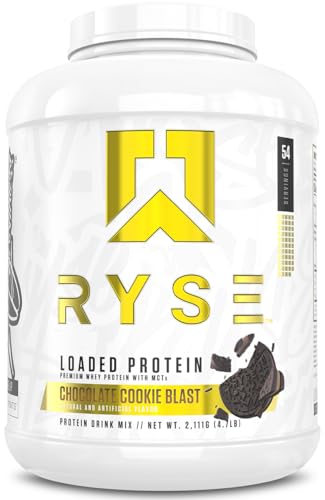 Image of RYSE Loaded Protein Powder - Chocolate Cookie Blast - 25g Whey Protein Isolate & Concentrate with Prebiotic Fiber & MCTs - Low Carb, Low Sugar, Digestive-Friendly - 54 Servings / 4 lb Tub