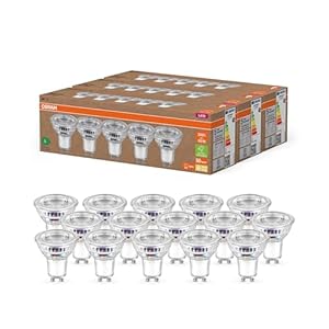 OSRAM Highly Efficient LED Bulbs with Energy Efficiency Class A, Value Pack of 15 Bulbs, Replaces Conventional 50 W Reflector Lamps, Warm White (2700 K), E27, Glass, Clear