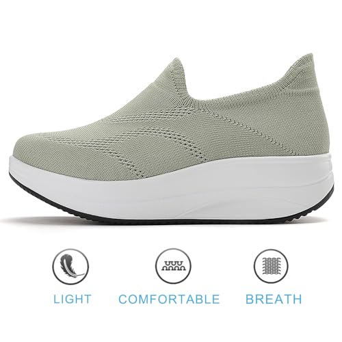 Image of RUIDENG Loafers for Women Comfortable | Women's Walking Shoes Everyday Working | 2 Inch Rocker Bottom