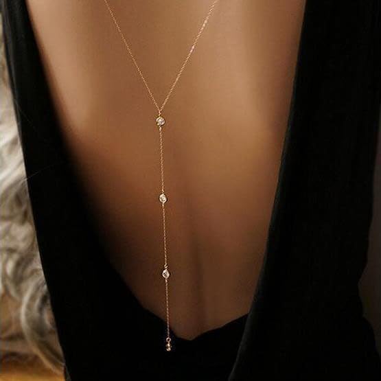 Joyería para vestidos sin espalda con collar de cadena trasera ajustable para mujer 5