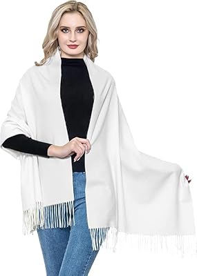 MANRA Women's Cashmere Wool Plain Solid Color Ultra Soft Stole/Scarf for Women (White)