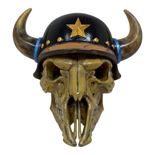 Figurine Bison Biker Skull with Army Helmet 9" Wide PLA