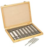 Eisco - Scientific Steel Tuning Fork Set, 8 Pieces, C4=256Hz, Physics & Acoustic Experiments, Frequency & Sound Wave Demonstrations, Wooden Storage Case Included