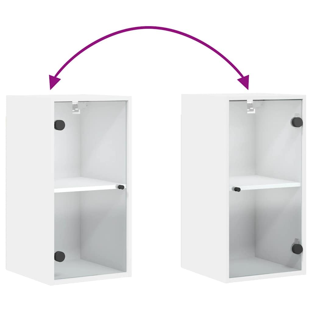 vidaXL Armoire Murale avec Portes en Verre, Meuble de Rangement Suspendu avec Compartiment, Organisateur de Maison Salle de Séjour Intérieur, Moderne, Blanc