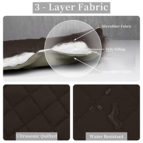 Easy-Going Twin Size Reversible Quilt Set With 1 Quilt And 1 Pillow Shams, Soft Bed Quilt Cover, Water Resistant Lightweight Microfiber Bedspread, Stain Resistant, Chocolate/Beige #TOP4