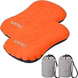 SUNYAO 2 Pack Set Ultralight Inflatable Camping Pillows with Compact Pouch Sack Ergonomic Pillow for Neck & Lumbar Support While Camping, Backpacking，Hiking
