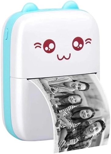 Mini Impressora Térmica Portátil Sem Fio 200dpi – Imprime Fotos, Etiquetas, QR Code, Listas e Muito Mais | Bateria 1000mAh | Compatível com Android e iOS | Impressão Sem Tinta (AZUL)