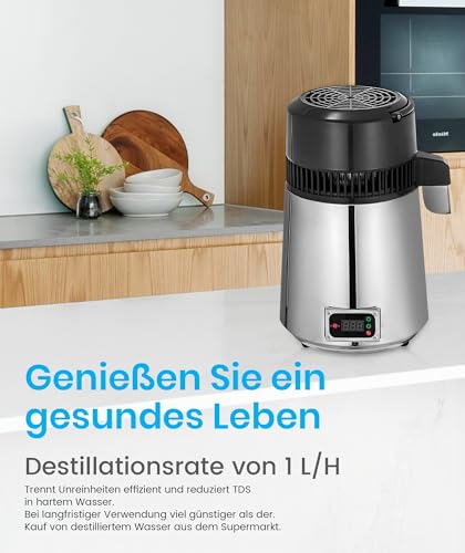 Wasserdestilliergerät Ezcasch 750W 1L/h Edelstahl für destilliertes Wasser